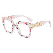 A Pair Of Fashionable Oversized Square Bohemian Glasses For Women And Men, With High-Quality Decorative Temples, Simple And Versatile For Everyday Casual Wear - Các đốm đen - Xem 8