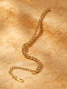 MONALLY Charmantes 18K Gold Weizenkette Armband für Herren, Edelstahl verstellbare Armkette, wasserdichter modischer Schmuck für Party und Alltag, perfektes Geschenk für Vater, Ehemann, Freund, Geburtstag, Jahrestag, Weihnachten - Kettenarmband - Übersicht 5
