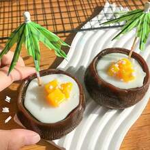 1 pieza Juguete de estrés en forma de mango y coco, serie de alimentos, lento rebote, suave y esponjoso como gelatina de coco - Multicolor - Ver 4