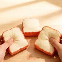Squishy Realistic Bread Slice Squeeze Toy, Stress Relief Fidget Toy Suitable For Office - Multicolor - View 3