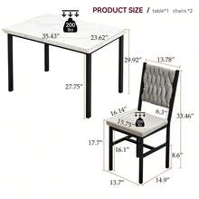 3-Piece Dining Room Table And Chairs Set, Faux Marble Kitchen Table With 2 Velvet Upholstered Chairs, 2-Person Rectangle Small Dinner Table Set For 2 - Marble White/Gray Velvet - View 6