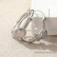 1 Pair Handmade Retro Oval Earrings, Versatile And Elegant, Enhancing Feminine Charm. Suitable For Daily Wear, Vacation, Banquet And Other Occasions, An Ideal Gift Choice For Special Events. - Silvery - View 6