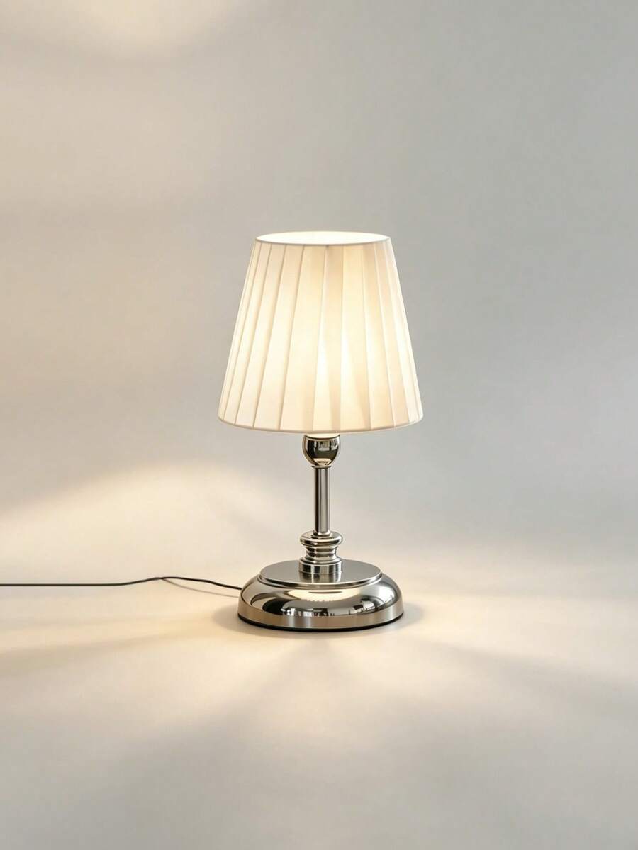 1pc USB Powered Silver Minimalist Desk Lamp, Modern Retro Style Decorative Lamp, Suitable For Bedroom Bedside, Room Desk - Silver - View 1
