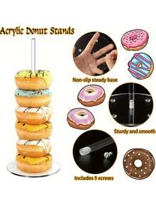 5/1pc Transparent Acrylic Donut Stand, Acrylic Donut Display Rack For Dessert Table, Transparent Donut Holder, Birthday Party Dessert Cake Stand, Suitable For Wedding, Birthday Party, Bridal Shower, Theme Party Donut Rack - Multiple Styles - View 4