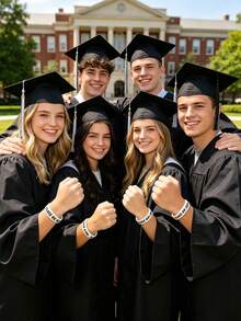 20pcs/10pcs/1pc 2026 Graduate Silicone Wristbands, Graduation Party Favors, Black & Gold Rubber Wristbands For High School And College Students, Graduation Celebration Supplies, Commemorative Collectible Gifts, Wrist Accessories - Black and White - View 4
