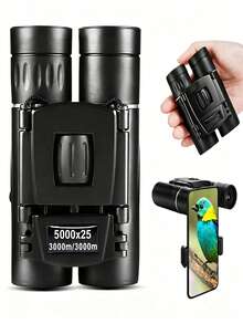 1pc High Magnification High Definition Binoculars, Optical Glass With High Transmittance, Wear-Resistant ABS Material Anti-Slip Rubber Handle, Professional Outdoor Tech Style, Minimalist Solid Black Design, Compact Binocular Shape, Foldable, Wide Angle Large Eyepiece, Anti-Fog Coated, High Definition Observation, Outdoor Observation Equipment, Birdwatching, Camping, Concert Viewing, Student & Adult Gift - Black - View 11