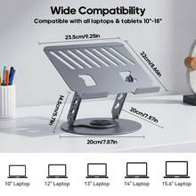 LOVEWE Adjustable Laptop Stand With 360° Rotating Base, Ergonomic Laptop Riser, Foldable Portable Desktop Holder For Office, Fits Most Laptops - 查看 4