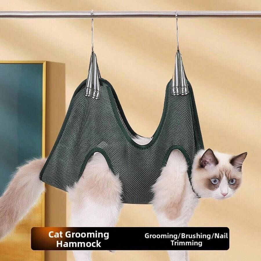 Pet Grooming Hammock For Dogs & Cats, Hanging Pet Nail Trimming Fixing Holder With Hooks, Anti-Scratch Restraint Bag For Nail Clipping & Medicine Feeding - View 1