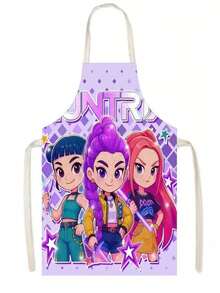 Hasbro 1件装狩猎女孩团体儿童围裙 - 高密度涤纶无袖围裙，印有可爱卡通人物图案，适合烹饪、绘画、手工制作等，主题围裙 - 彩色 - 查看 3