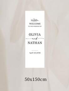 1pc Custom Wedding Welcome Banner, Custom Text,Custom Text Bridal Shower Banner, Bachelorette Party Backdrop Decoration,Minimalist Wedding Entrance Decoration - Multicolor - View 10