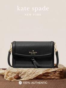 Kate Spade KS Buckle Decor Women's Small Crossbody Bag, Chain Strap Flap Shoulder Bag - Black - View 1