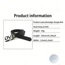 Unisex Retro DVD Buckle Decorative Belt, Black & White Multifunctional Belt Suitable For Jeans, Women's Gift 8ZAM - Black - View 7