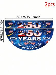 1件半月形旗帜，纪念美国建国250周年（1776-2026），涤纶材质，爱国主题，可作门廊装饰，饰有250周年纪念图案、美国国旗、气球、星星和1776-2026字样，防褪色蓝色星空图案，适用于7月4日美国独立日、7月4日庆典、250周年纪念、阵亡将士纪念日、退伍军人节等场合，彰显美国精神，适合家居花园派对装饰。 - 11 - 查看 13