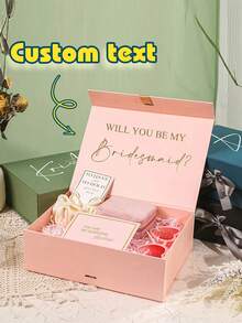 Customized Personalized Magnetic Ribbon Gift Box, Customized Bridesmaid Invitation Box, Bride's Gift Box, "Will You Be My Bridesmaid?" Box, Wedding Gift Box - Multicolor - View 6