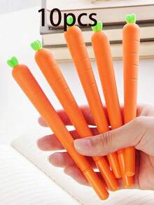 10 piezas Bolígrafos de conejo con forma de zanahoria que giran, creativos, adecuados como premios para estudiantes, bolígrafos de tinta a base de agua, bolígrafos con forma de zanahoria - multicolor - Ver 11