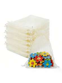 1pc Organza Drawstring Toy Puzzle Net Bag, Party Candy Gift Bag, Travel Laundry Organizer Bag - Multicolor - View 6