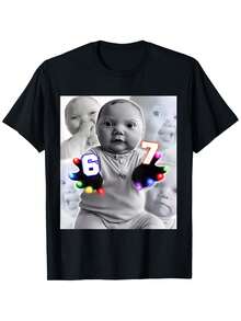 Gloving Niche Baby 67 Six Seven Hand Funny Ai Baby Meme T-Shirt |    Tops, Short Sleeve, Street Style, Comfort Tee, Casual Summer Tee, Must-Have Fashionable Tee For Men Women Couple - màu đen - Xem 1