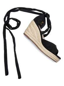 Comfyshoes Women's Rome Open Toe Espadrilles Platform Wedge Sandals - Black - View 8