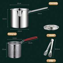 [Stainless Steel Deep Fryer] 4pcs Set, Compact, Durable & Easy-To-Clean Design With Filter Rack For Perfect Fries, Fish Fillets & Chicken - Essential Kitchen Tool, Integrated Oil-Free Cooking Solution, Cooking Fish Fillets, Making French Fries, Kitch - View 2