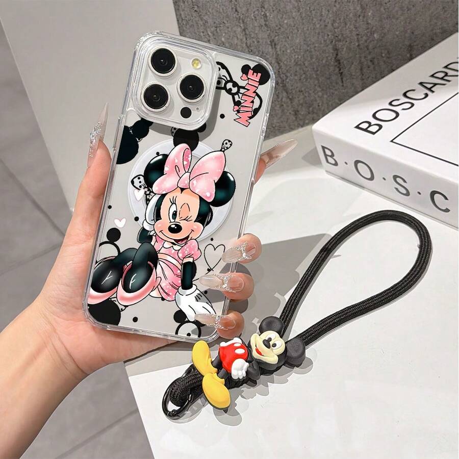 This Disney Mickey Mouse Pattern Lanyard Phone Case Features A Strong Magnetic Closure And Full Coverage Of Acrylic And TPU Material. It's Shockproof, Lightweight, And Suitable For IPhone17/16/11/13/15/15 Plus/15 Pro/15 Pro Max/12/14 Pro Max/11 Pro Max/12 Pro/12 Pro Max/13. It's A Popular Birthday Gift, Business Gift, Durable, Stain-Resistant, And Fingerprint-Resistant New Phone Case For Men And Women. It Also Includes A Mickey Mouse Phone Case And Mickey Mouse Doll Bracelet. Compatible With SamsungGalaxy S20, S21, S22, S23, And S24 Series. It's The Perfect Gift For Friends And Family. This Stylish Phone Case Is Fun, Lightweight, And Durable. IPhone17 Pro Max Phone Case, Minnie Phone Case. - Trong sáng - Xem 1
