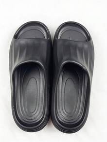 1 Pair Solid Color Casual Basic EVA (Ethylene-Vinyl Acetate Copolymer) Slippers, For Indoor & Outdoor Wear - Black - View 8