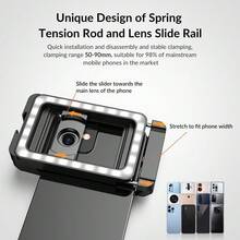 Bộ chuyển đổi ren APEXEL 17mm + 37mm với đèn LED chiếu sáng, tương thích với tất cả các điện thoại thông minh; Bộ chuyển đổi điện thoại đa năng, phụ kiện ống kính điện thoại di động dành cho các ống kính macro/góc rộng/mắt cá của Apexel (Không bao gồm ống kính). - Xem 8