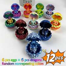 Bộ 12 quả trứng rồng mini 3D với rồng nhỏ bên trong, rồng bay tí hon có mắt và cánh, đồ trang trí giỏ quà Phục Sinh hình động vật mini, vật dụng độc đáo dễ thương cho giỏ quà Phục Sinh. - Nhiều màu - Xem 8
