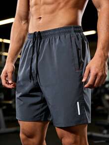 No015128712-0002 Men's Casual Shorts, Versatile Simple Design, Suitable For Sports, Outdoor, Dating, Gift For Girlfriend, Drawstring Pockets, Spring/Summer - Grey - View 3