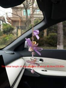 Colgante de coche con flor morada, accesorio decorativo creativo para el espejo retrovisor del coche - A - Ver 4