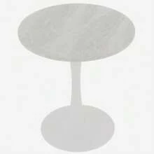 27.6-Inch White Coffee Table, Mid-Century Modern Style Dining Table, Suitable For 2-4 People, Featuring A Round Marble Tabletop With A White Veined Finish, Perfect For Various Settings. - White - View 5
