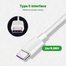 5A Super Fast Charging Data Cable USB To Type-C Suitable Android Flash Charging Data Cable 0.3m 1m 1m 1.5m 2m Fast Charging - White - View 8