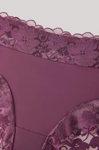 Hourtrue 1 quần lót ren tương phản cho nữ - Màu đỏ tím - Xem 5