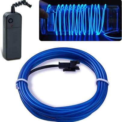 Dây đèn EL Wire di động, pin dự phòng, dải đèn neon có thể cắt 360°, đèn dây phát sáng cho các bữa tiệc, Halloween, Giáng sinh, đám cưới, sinh nhật, năm mới, lễ hội, trang trí DIY.