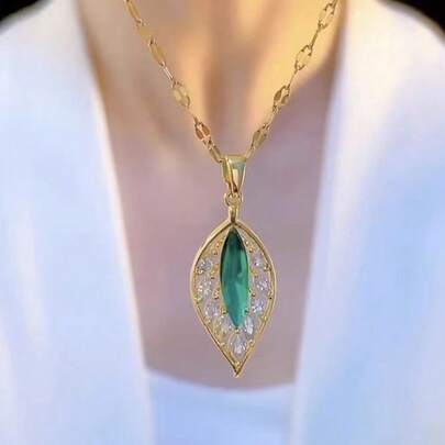1 chiếc Dây chuyền hình cành vàng, lá ngọc, lá cây, thiết kế độc đáo, sang trọng, dây chuyền ngang xương quai xanh, dây chuyền nữ quyến rũ mùa hè mới, trang sức dây chuyền thép không gỉ, trang sức thép không gỉ dành cho nữ