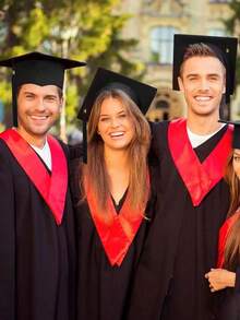 1/5 件装 黑色 2026 毕业帽 带流苏 成人升华印花帽 批发 弹性帽檐 哑光 可调节 男女学士硕士大学毕业典礼 - A - 查看 6