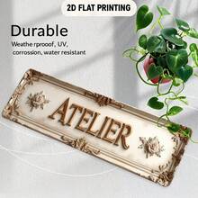2D Flat, Vintage Large Gold Frame Engraved Plaque - 3.94x15.75 Inches (10x40cm) Wall Metal Sign With Floral Pattern And Customizable Text, Easy To Install, Suitable For Office, Bar Or Christmas/Halloween Decor - Personalized Gift Idea, 2D Flat, Perfect For Room Decoration - A - View 5