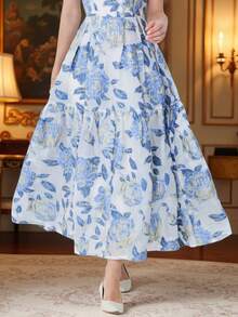DEVCHATA Đầm maxi dài không tay cổ thuyền thanh lịch dành cho nữ, chất liệu jacquard, thích hợp cho các buổi dạ hội hoặc những dịp trang trọng. - Màu xanh lam - Xem 7
