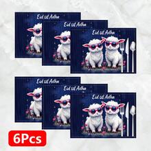 1pc/4pcs/6pcs Linen Placemat With Sheep Pattern Print, Eid Al-Adha Decor, Eid Al-Adha Gift, Suitable For Dining Table, All Season Decoration, Modern Washable Tabletop Mat, Room Decor, Coaster, Kitchen Dining Mat, Indoor Outdoor Party Decor, Home Decor, Ideal Gift - Multicolor - View 14