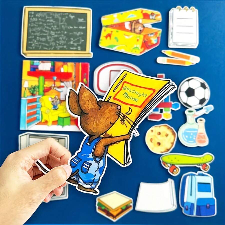 hoojojo 17pcs "If You Give A Mouse A Cookie" Felt Storytelling Set, Story Reading And Performance Props, Suitable For Classroom Education, Home And Parent-Child Interaction