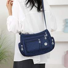 Square Unisex Crossbody Bag, New Large Oxford Cloth Shoulder Bag, Fashionable And Versatile [Zipper Random] - BJ1686 Black - View 10