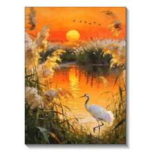 5D DIY Red-Crowned Crane Sunset Reed Lake Diamond Painting Kit,  Scenic Mosaic Art, Suitable For Home Bedroom Living Room Wall Decor, Ideal Gift For Craft 30x40cm/11.81x15.75inch - 查看 11