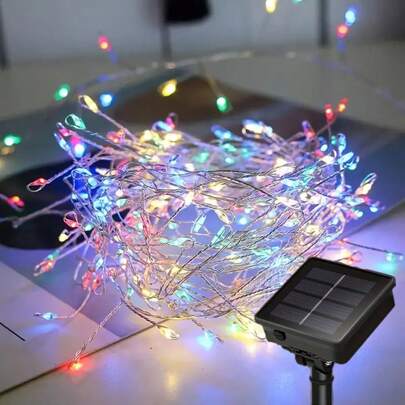1 Dây đèn LED năng lượng mặt trời, 100/200/300 đèn LED, 8 chế độ chiếu sáng, thích hợp trang trí sân vườn, ngoài trời, nhà cửa, lễ tốt nghiệp, hiên nhà, ngày lễ tình nhân, đám cưới, tiệc tùng, ngày lễ.