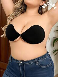 2pcs PLUS SIZE Invisible Bra, Sticky Push-Up Bra, Women's Bra Cover, Push-Up Invisible Bra Suitable For Women's Bras And Bra Accessories (Skin/Black). - Multicolor - View 3
