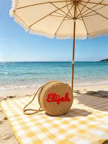 Túi đeo chéo và đeo vai dệt tối giản, in tên theo yêu cầu, túi du lịch biển mùa hè đa năng dành cho cả nam và nữ, thích hợp làm quà tặng cho cặp đôi. - Nhiều màu - Xem 3