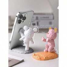 1pc Cute Bear Shape Phone Stand Decoration, Compatible With Both Mobile Phone And Tablet, Suitable For Desk, Bedside, Living Room, Study, Bedroom, Gift, Etc. Birthday Gifts Graduation - 彩色 - 查看 15