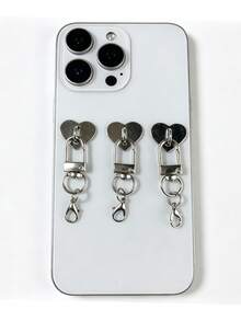 3 in 1 Custodia per telefono con adesivo a forma di cuore + fibbia porta + moschettone, Cinturino fai-da-te per smartphone, Cinturino per cellulare, Materiale in lega metallica, Dotato di retro adesivo resistente, Non lascia tracce, Accessori hardware per custodie per telefono, Ciondolo per chiavi fatto a mano, Decorazioni e accessori gioiello per smartphone - Multicolore - Visualizzare 3