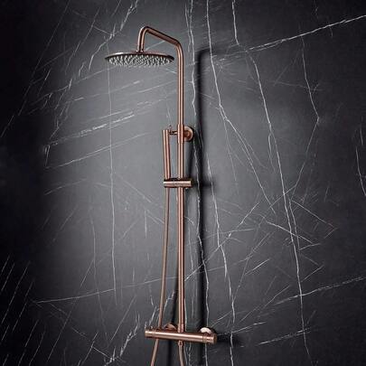 Core Brushed Bronze Round Dual Function Rigid Riser Shower