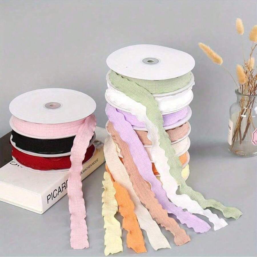 Pleated Chiffon Ribbons DIY Bowknot, Flower Bouquet Wrapping, Macarons Colorful Ribbons, Flower Shop, Cake Craft Materials Valentine's Day