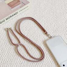Adjustable Universal Solid Color Phone Lanyard, Unisex Detachable Halter, Durable Anti-Lost Phone Necklace, Multi-Functional Phone Halter, Adjustable Length - Brown - View 1