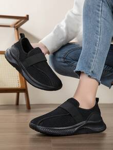 1 đôi giày thể thao nữ casual, mũi rộng, kiểu dáng mới, giày chạy bộ thể thao đa năng, giày đế dày thoải mái. - màu đen - Xem 3
